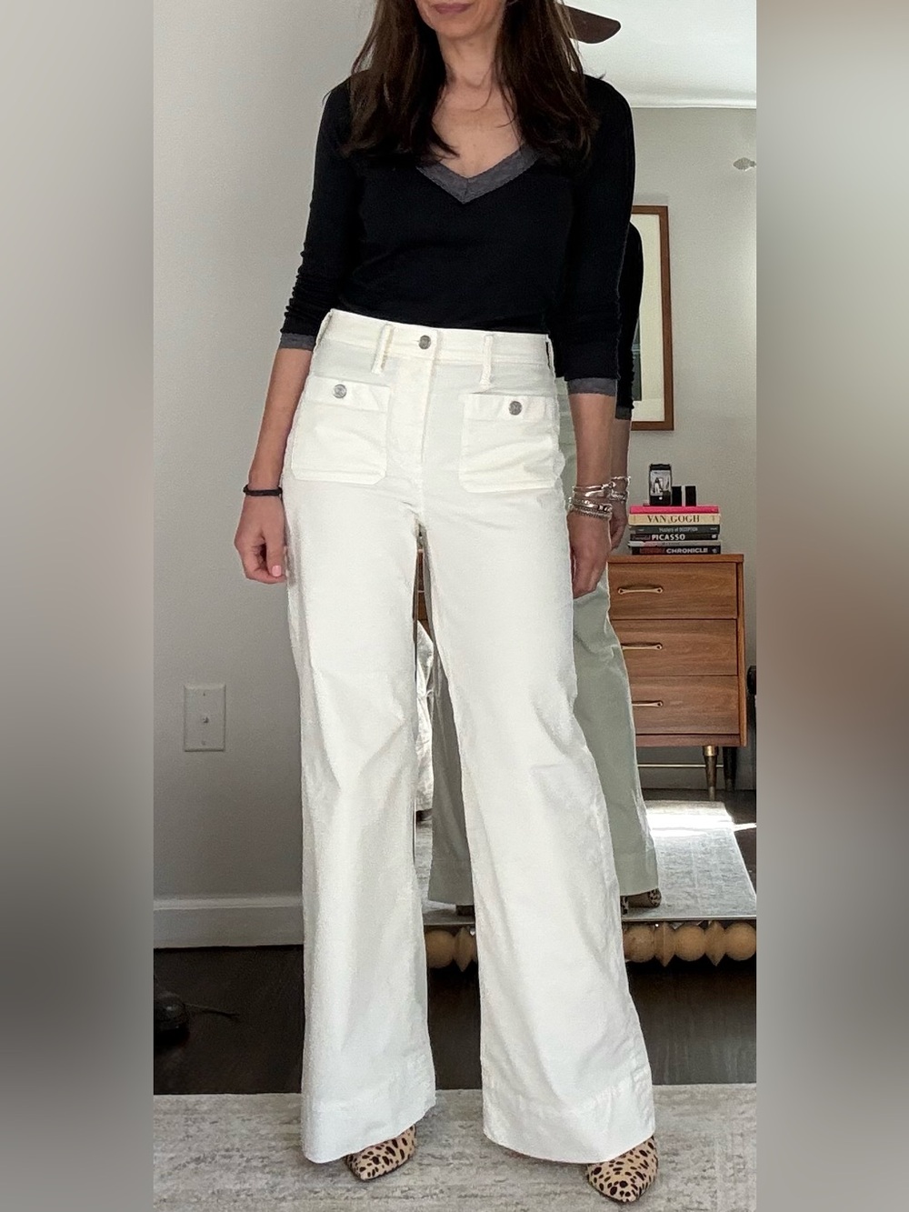 J. Crew White Velvet High-Rise Wide-Leg Pants